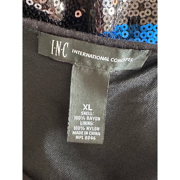 Y2K Sequin Striped Tank Dress Blue Black Size XL Party Going Out INC Sexy - Picture 3 of 9